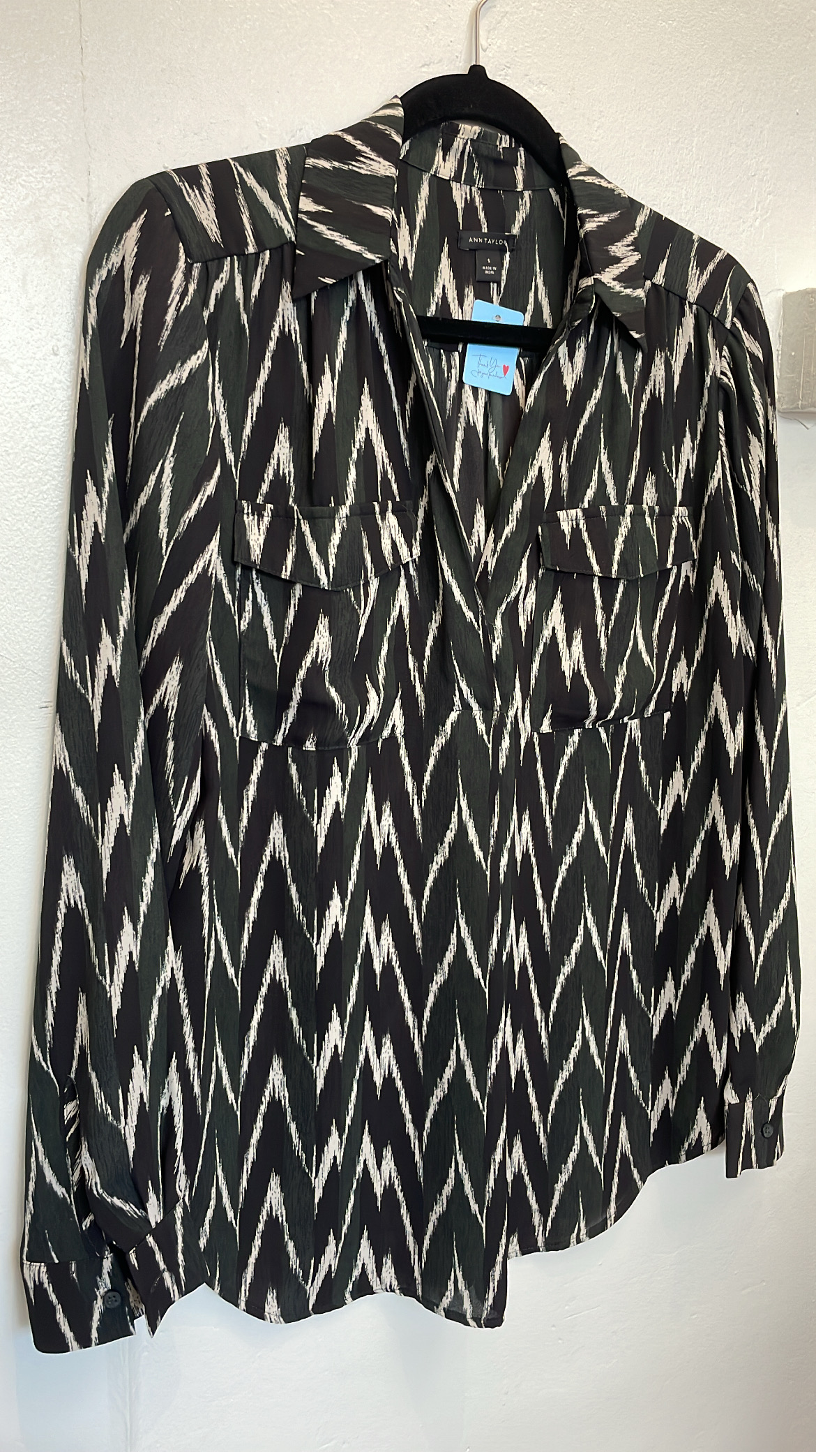 Black Zigzag Print Ann Taylor Shirt