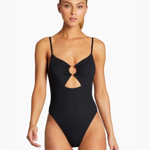 Black Ribbed Monokini